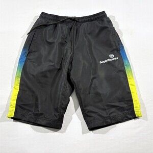 Sergio Tacchini Shorts Mens SFUMATA Black Neon Green Blue Sport Casual Sz S